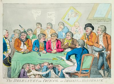 The Delegates in Council or Beggars on Horseback by Isaac Robert Cruikshank